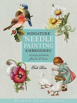 Miniatur Nadelmalerei Stickerei: Vintage Portraits, Blumen & Vögel von... - Bild 1 von 1