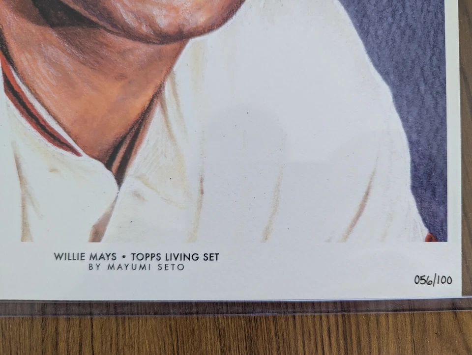 2020 Topps Living Set Baseball 10x14 Fine Art Print Willie Mays 056/100 Giants - Image 2 of 3