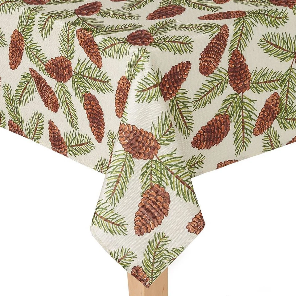 ST. NICHOLAS SQUARE NEW St Nicholas Square Pinecone Oblong Fabric Tablecloth Christmas Holiday