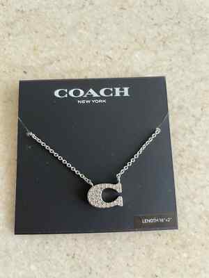NEW 100% AUTHENTIC COACH Pave Signature Necklace SILVER | eBay