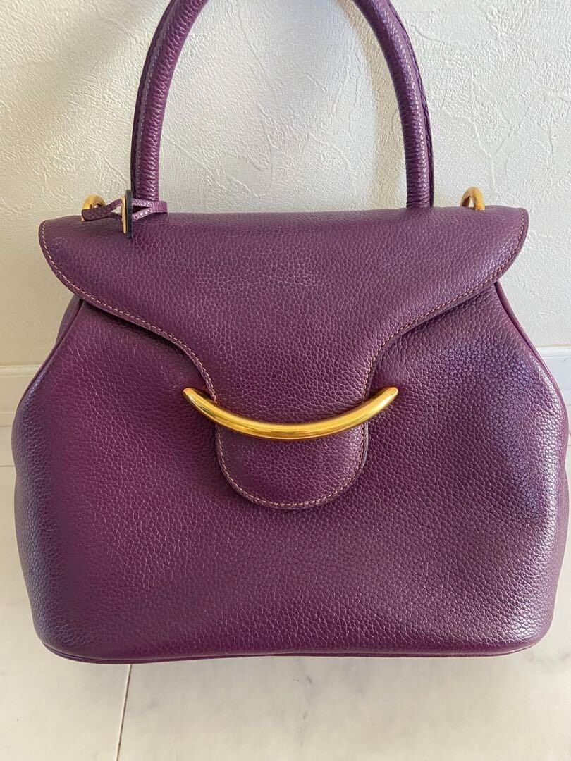 プ*a様 デルヴォー DELVAUX ボルティモア BALTIMORE ハンドバ DELVAUX Baltimore 2-Way Leather Purple Hand Bag/shoulder bag