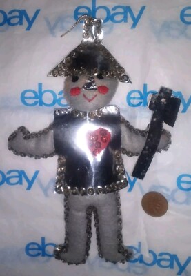 Wizard of Oz Ornament TINMAN Bucilla Felt Sequins TIN WOODMAN Vintage RARE 7'' T!