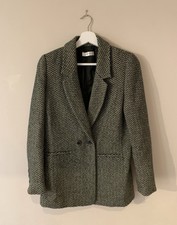 Anine Bing fishbone check tweed blazer jacket XS