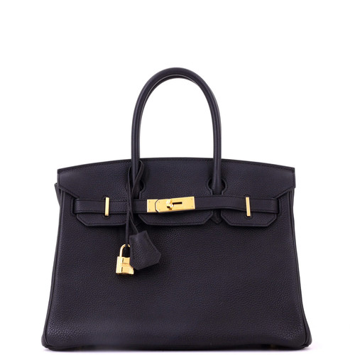 Hermes Birkin Handbag Noir Togo with Gold Hardware 30