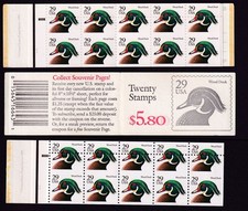 1991 Wood Duck 29c BK174 booklet of 20 (2 each 2484 misperf error panes) (F