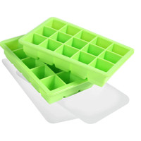 LessMo 15-Fach EiswüRfelform 2Er Pack Silikon Mit Deckel BPA