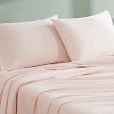 Linen Closet 100 Organic Cotton Pillow Cases standard Size Set of 2, Pale Pi...