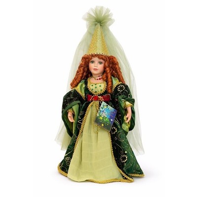 Geppeddo Fairy Tale Series Princess and the Frog Porcelain Doll Green Velvet 18''
