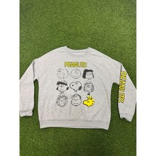 Peanuts Charlie Brown Snoopy Graphic Sweatshirt Gray Crew Neck Size M RN117508