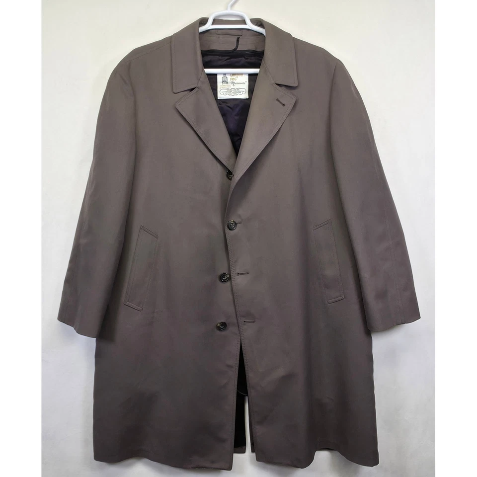 Abrigo London Fog Para Hombre 50R Gris Lana Cálido Longline Clásico Atemporal Preppy Foto 2 de 4