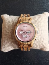 Bobobird Holz Armbanduhr mit rosa Ziffernblatt verstellbar Geschenkverpackung