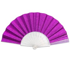 Glitter Purple Small Hand Fan Clear Handle Fan Glitter Rave Boots on Ground Fan
