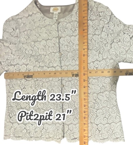 Talbots Damen Silber Spitze Blazer Jacke Größe 16 Metallic Viskose Mischung Gefüttert - Bild 3 von 16