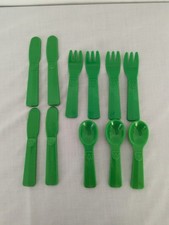 Vintage 1980s Fisher Price Fun With Food Pretend Green Tulip Utensil Fork Knife