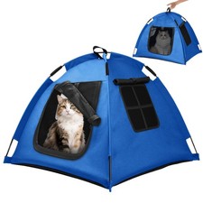 Portable Pet Tent with Full-Enclosure Zippered Mesh Door, Indoor  Outdoor Ca...