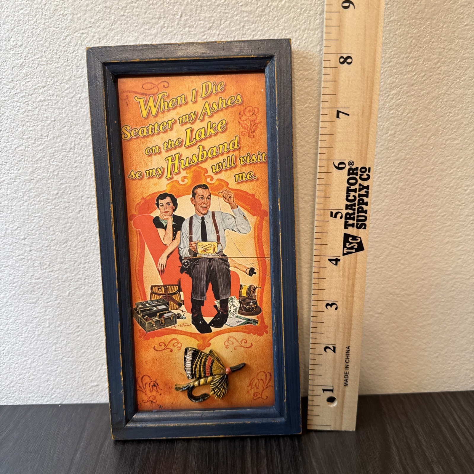 River's Edge Products Fisherman w/Fishing Bait Wall Mounted Humorous Display 9"H