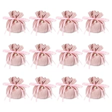 Flannel Drawstring Gift Bag, 6 x 5.5 in Jewelry Pouch(12 Pack, Pink)