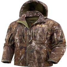 NEW VIEW Men's Camo Hunting Jacket Fleece Lined Hooded Quiet Water Resistant