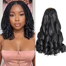 French Curl Braiding Hair Natural Black Curly Braiding Hair Pre, 12 Inch 8 pack