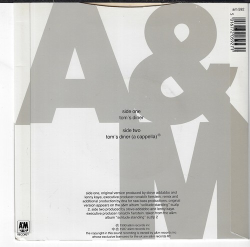 D.N.A./FEATURING SUZANNE VEGA/TOM'S DINER 7" VINYL W/PIC SLEEVE - Picture 2 of 3