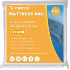 1.5 Mil Thick Plastic Mattress Bags for Moving Mattress Storage Bag Twin or F...