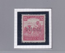 Fiume 1916/17 Moissonneurs 10F Carmin Avec Surc. À La Main (507/S79)