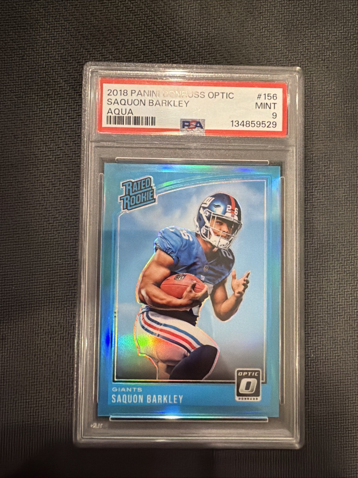 2018 Donruss Optic - Rated Rookie Saquon Barkley #156 Aqua Prizm /299 (RC)