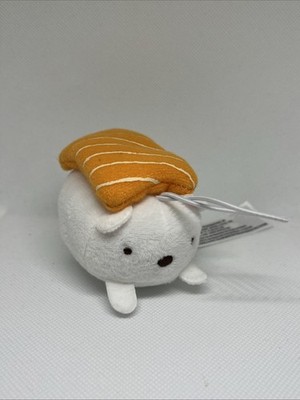 San-X Sumikkogurashi NEKO Salmon Nigiri Sushi Plush Keychain / RARE 6 Cm