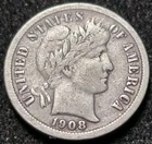 1908-O Barber Silver Dime 10C.