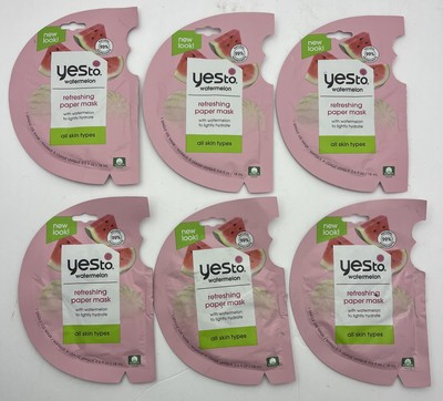 Yes To Watermelon Light Hydration 99% Natural Paper Mask 6 Packs