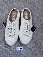 Next Cream Canvas Lace-Up Mule Trainers