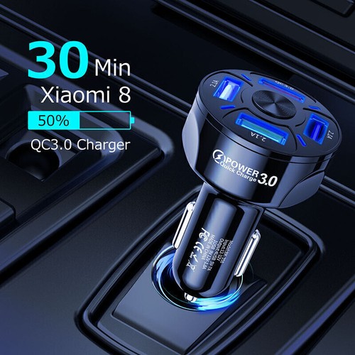 4 Port USB Fast Car Charger USB for Samsung IPhone Android Cell Phone - Afbeelding 10 van 12