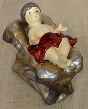 Porcelain Baby Jesus in Manger Greenbrier Nativity Christmas Figure 3.5"