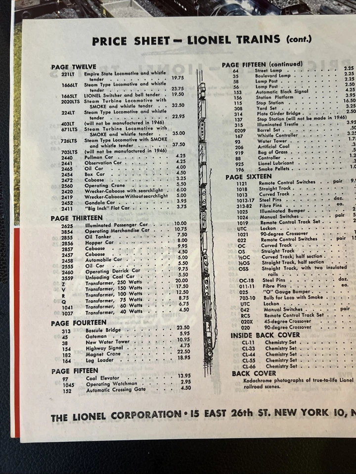 Catálogo Lionel 1946 Tren de Juguete y Accesorio Posguerra Original Feria Calidad DKL Foto 4 de 4
