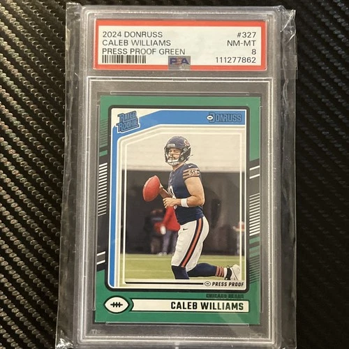 Caleb Williams 2024 Panini Donruss 327 Press Proof Green RC Rated PSA 8 NM-MINT