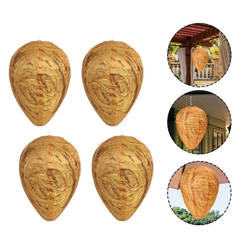 Sturdy Yellow Fake Wasp For Nests 4pcs Set for Outdoor Spaces Protection - Picture 3 of 9
