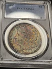 Stunning 1887 Morgan Silver Dollar Toner. Lava Hair. PCGS MS64