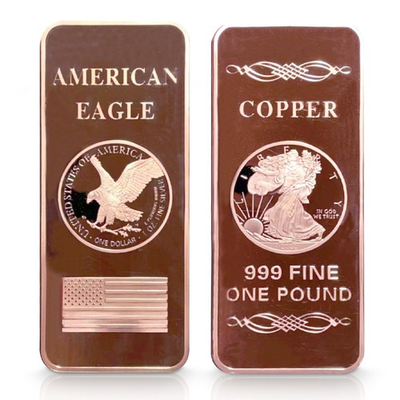 #ad 1 LB Troy Ounce OZ 999 Pure American Metal Walking Liberty Eagle BAR Gold Copper $46.97