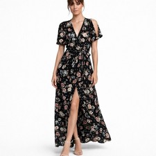 Lulu’s Medium Wrap Divine Days Floral Maxi dress flutter