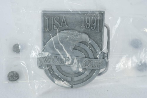 1991 USA World Cup Commemorative Belt Buckle – Pewter Finish with Eagle Design (