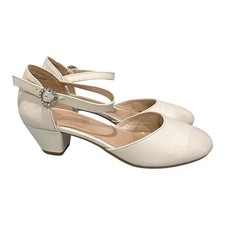 The Children's Place Mary Jane Shoes Girls Size 2 White Rhinestone Heel Dress
