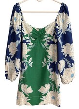 Farm Rio Soft Garden Linen-Blend Tropical Floral Mini Dress Size Small