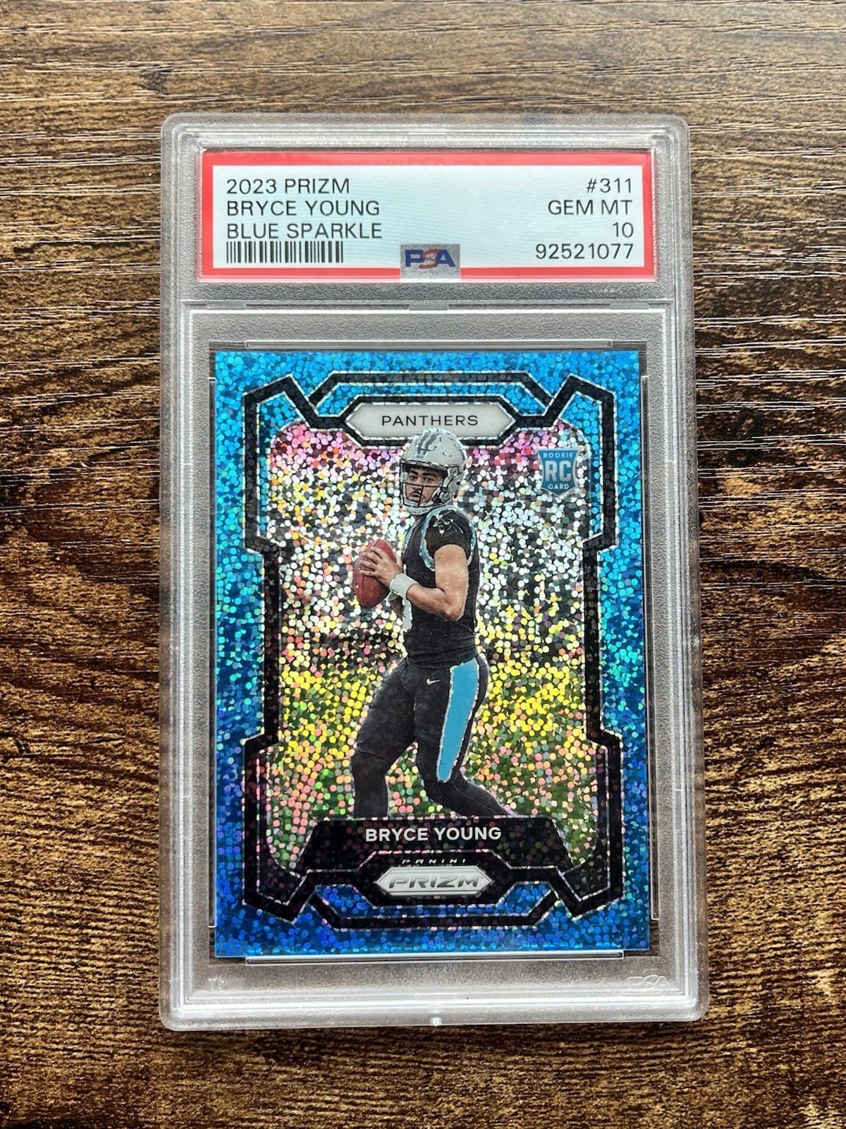 BRYCE YOUNG 2023 PRIZM BLUE SPARKLE /96 PSA 10 #311 PANTHERS PLAYOFFS!!