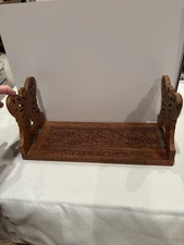 Vintage MCM Wooden Hand Carved Expandable Book Stand Holder  W/Butterfly’s