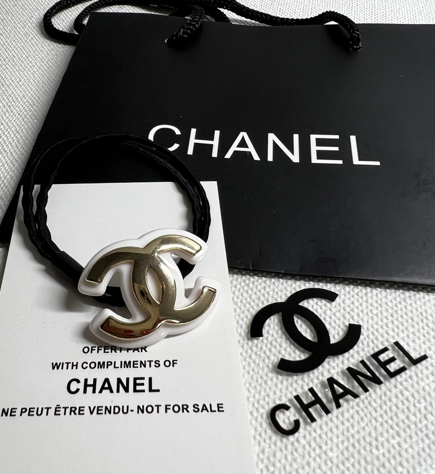 Chanel Corbata de Pelo Banda Elástica Regalo VIP Logo CC Accesorio Tarjeta Regalo Bolsa NUEVO Foto 3 de 4