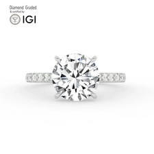 Round Diamond Engagement Ring Platinum Labgrown 3.70 Ct Solitaire