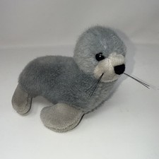 Vintage Baby Gray Arctic Harp Seal Plush Stuffed Animal Small Tag Wear