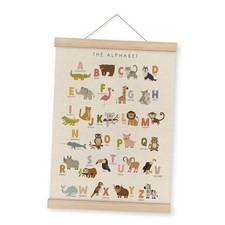 ABC Alphabet Nursery Poster Framed with Wood Hanger,Alphabet Banner, Alphabet