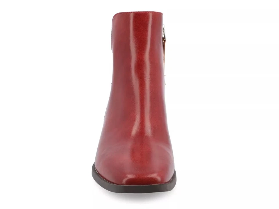 JOURNEE CAPPRI VEGAN LEATHER FAUX LEATHER ANKLE BOOTS RED Size 11M - Image 3 of 4