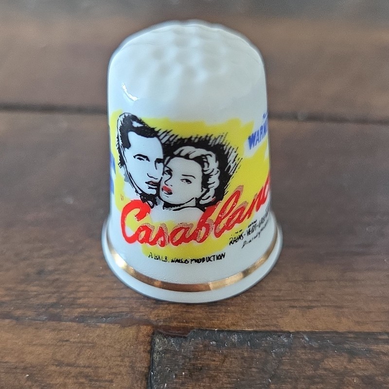 Porcelain Sewing Thimble, Casablanca Movie Advertising Design, Warner Bros